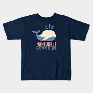 Nantucket Massachusetts Retro Whale Kids T-Shirt